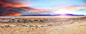 Arran from Seamill Beach Ayrshire dramatic clouds