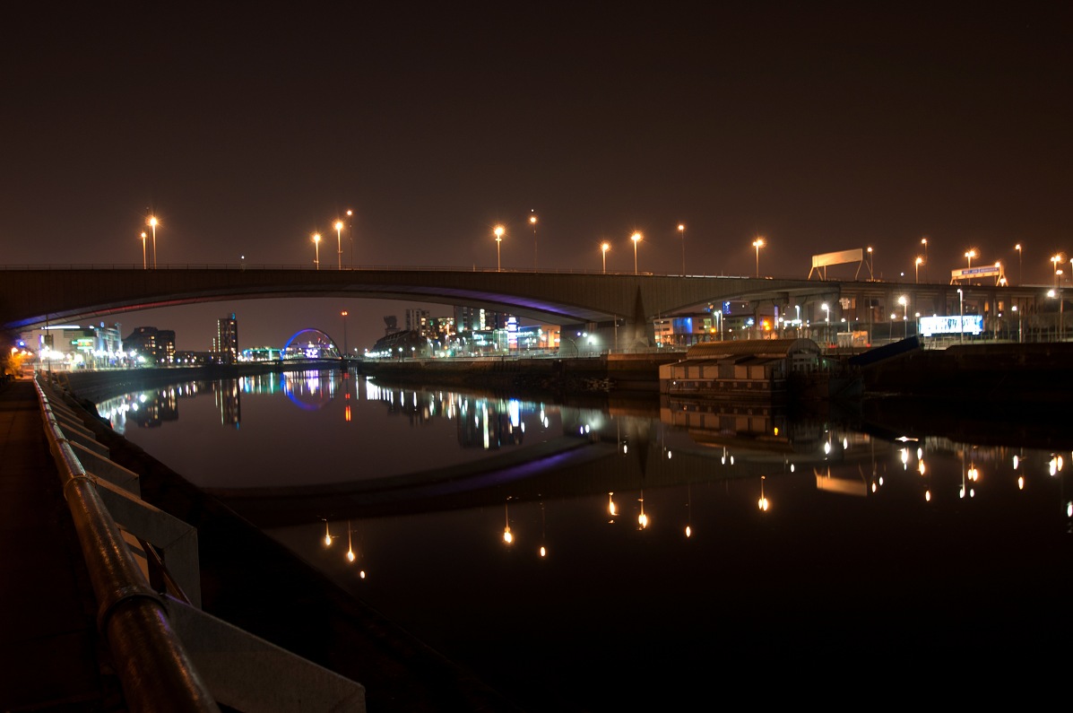 Digital Enhanced Photo Gallery Kingston Bridge At Night Glasgow