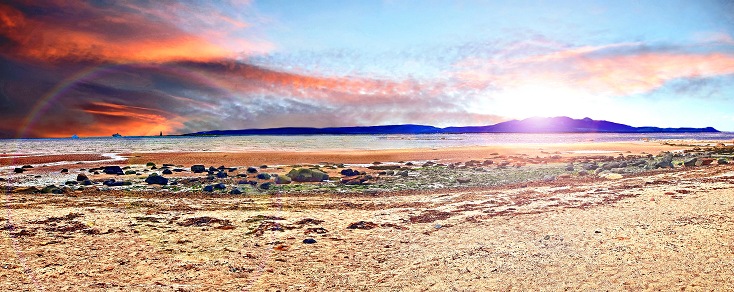 Arran from Seamill Beach Ayrshire dramatic clouds