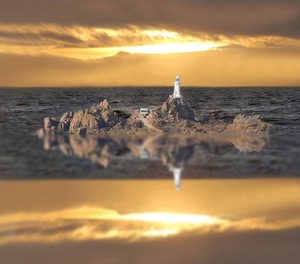 Digital Enhanced Photo Gallery Corbiere Lighthouse Jersey Channel Islands